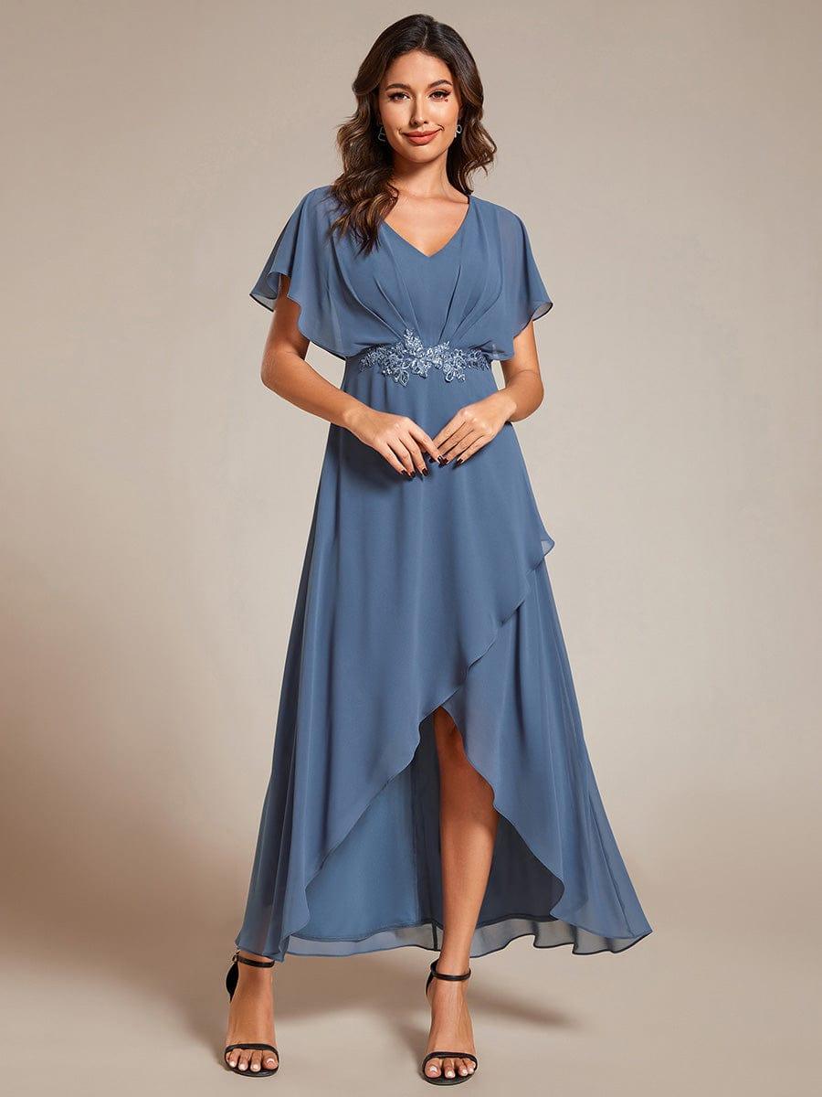 ever LILAS|Elegant A-line Waist Applique Ruffled Mother of the Bride Dress