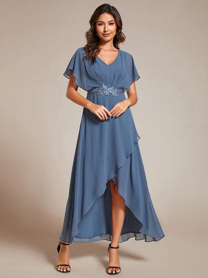 ever LILAS|Elegant A-line Waist Applique Ruffled Mother of the Bride Dress
