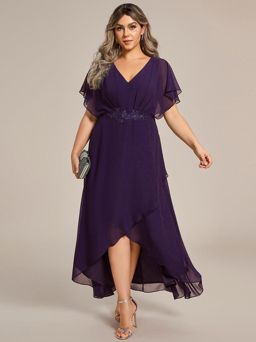 ever LILAS|Elegant A-line Waist Applique Ruffled Mother of the Bride Dress