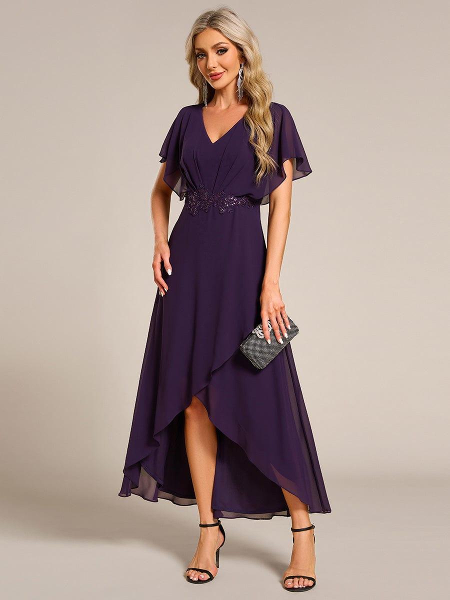 ever LILAS|Elegant A-line Waist Applique Ruffled Mother of the Bride Dress