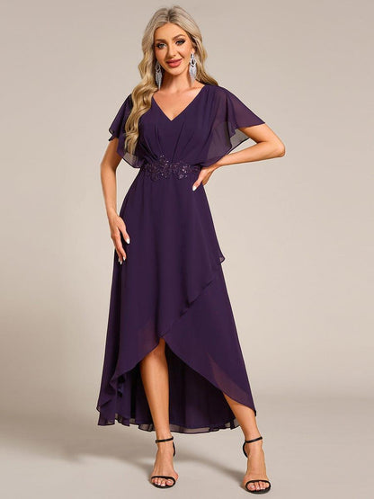 ever LILAS|Elegant A-line Waist Applique Ruffled Mother of the Bride Dress