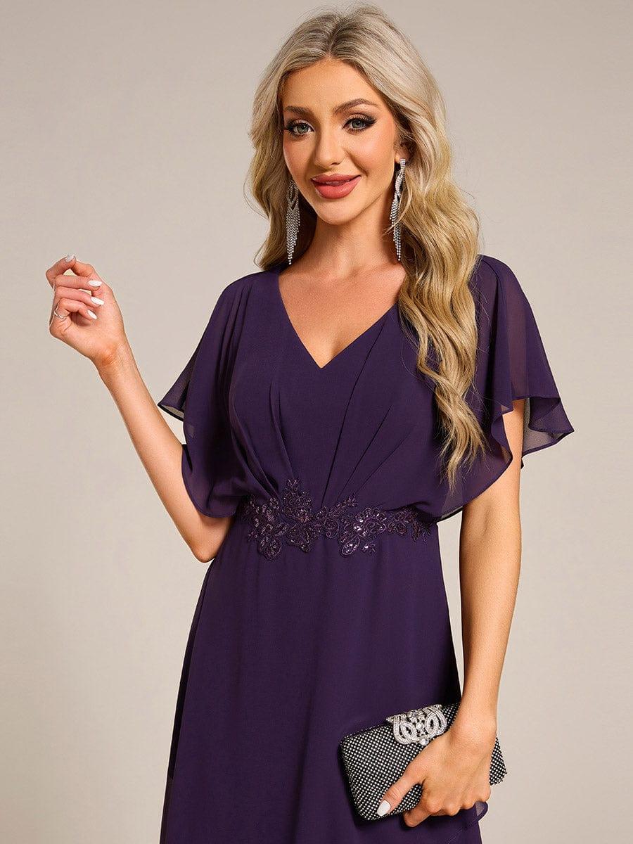ever LILAS|Elegant A-line Waist Applique Ruffled Mother of the Bride Dress