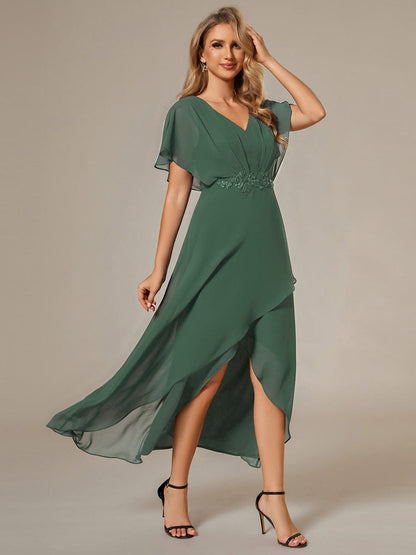 ever LILAS|Elegant A-line Waist Applique Ruffled Mother of the Bride Dress