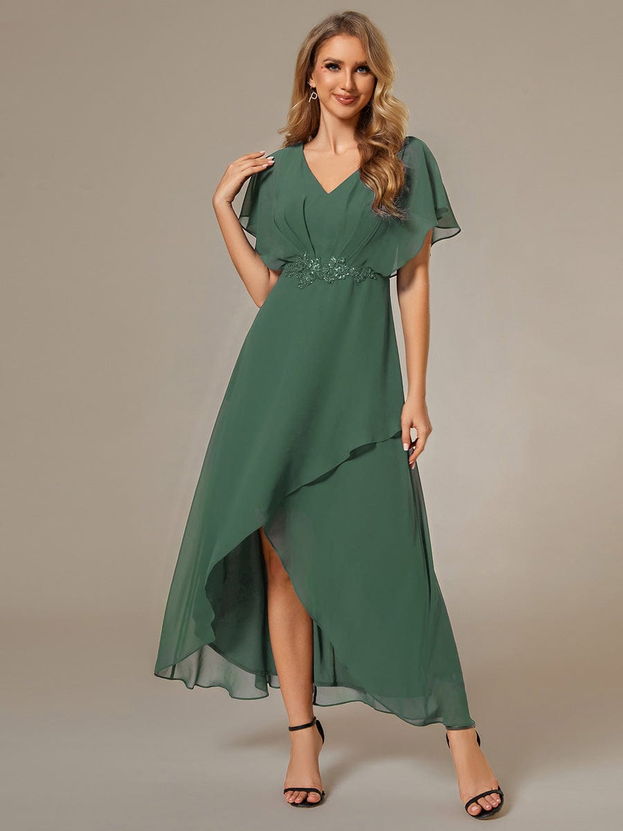 ever LILAS|Elegant A-line Waist Applique Ruffled Mother of the Bride Dress