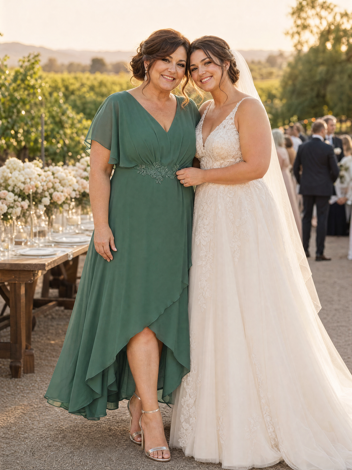 ever LILAS|Elegant A-line Waist Applique Ruffled Mother of the Bride Dress