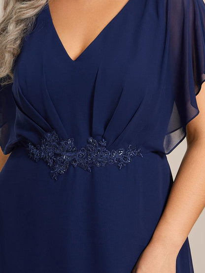 ever LILAS|Elegant A-line Waist Applique Ruffled Mother of the Bride Dress