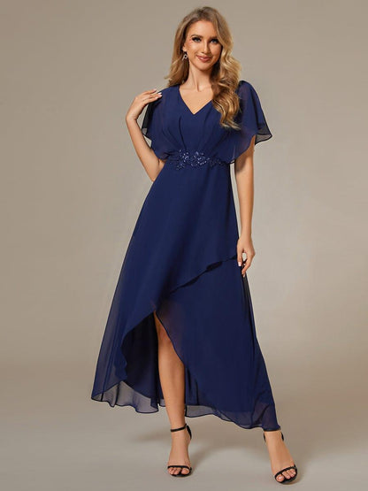 ever LILAS|Elegant A-line Waist Applique Ruffled Mother of the Bride Dress