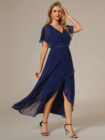 ever LILAS|Elegant A-line Waist Applique Ruffled Mother of the Bride Dress