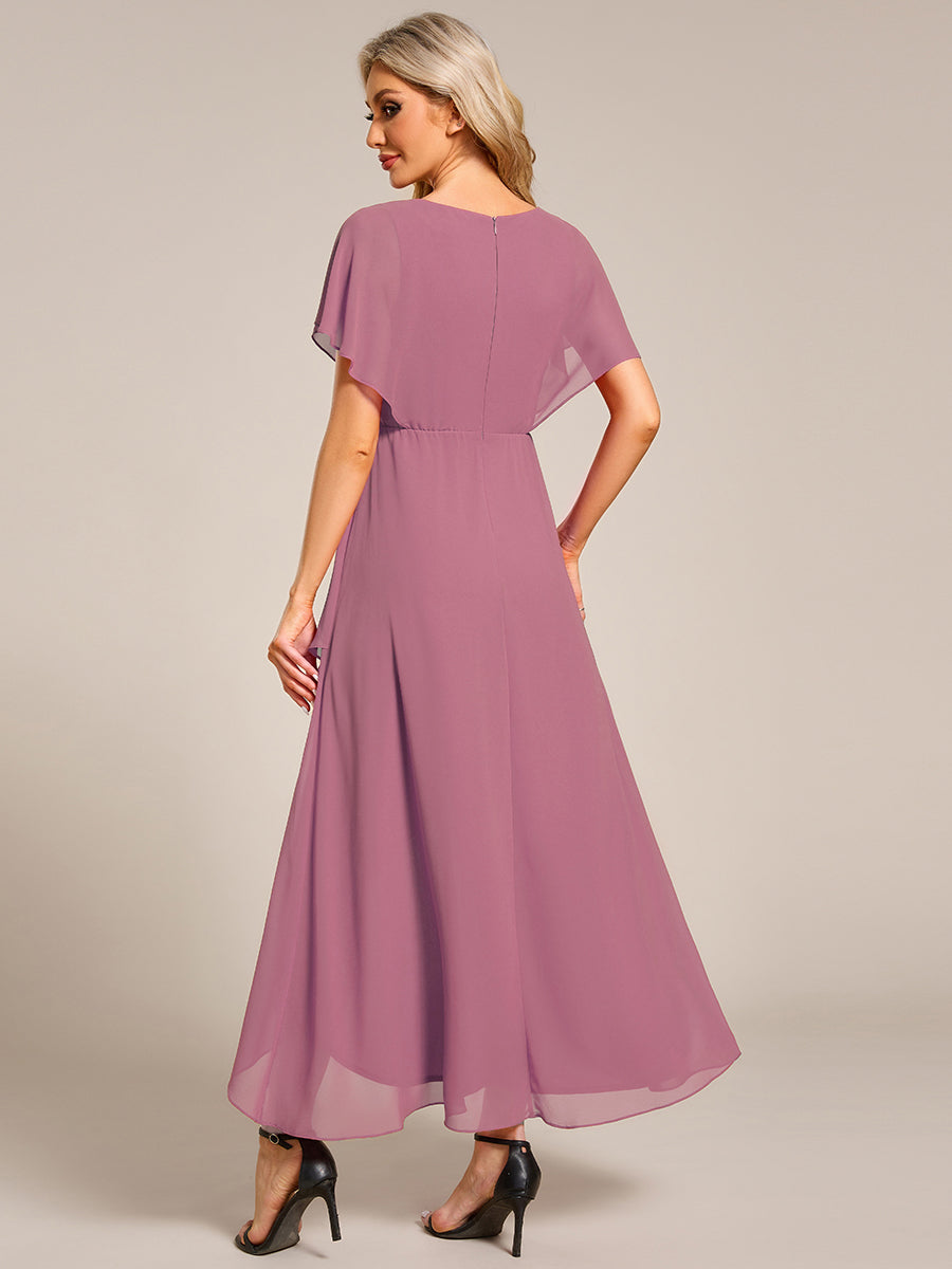 ever LILAS|Elegant A-line Waist Applique Ruffled Mother of the Bride Dress