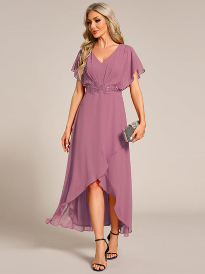 ever LILAS|Elegant A-line Waist Applique Ruffled Mother of the Bride Dress