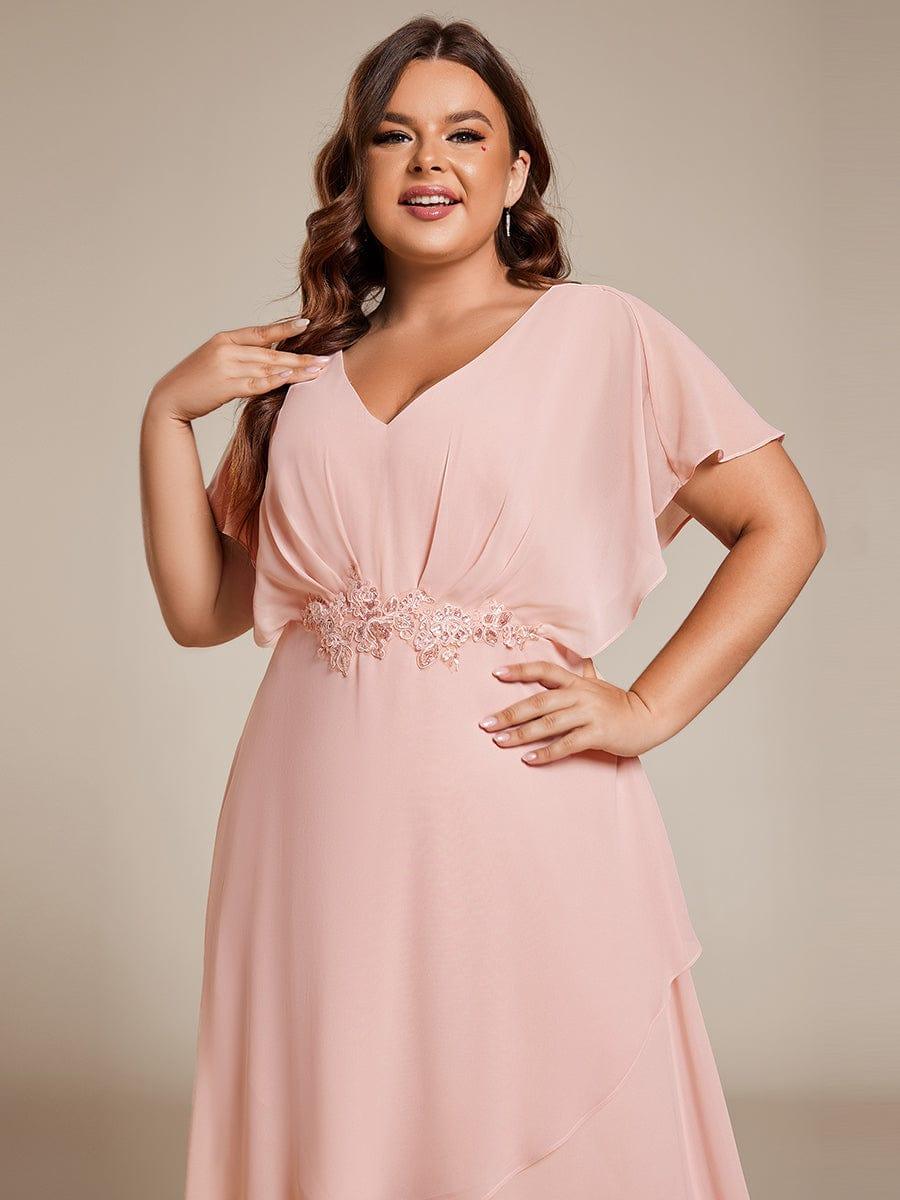 ever LILAS|Elegant A-line Waist Applique Ruffled Mother of the Bride Dress