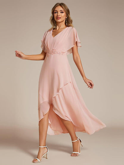 ever LILAS|Elegant A-line Waist Applique Ruffled Mother of the Bride Dress