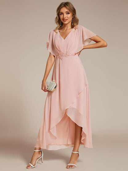 ever LILAS|Elegant A-line Waist Applique Ruffled Mother of the Bride Dress