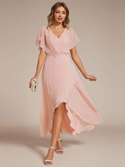 ever LILAS|Elegant A-line Waist Applique Ruffled Mother of the Bride Dress