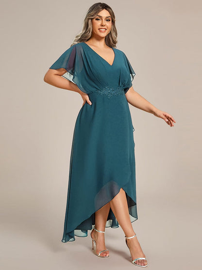 ever LILAS|Elegant A-line Waist Applique Ruffled Mother of the Bride Dress