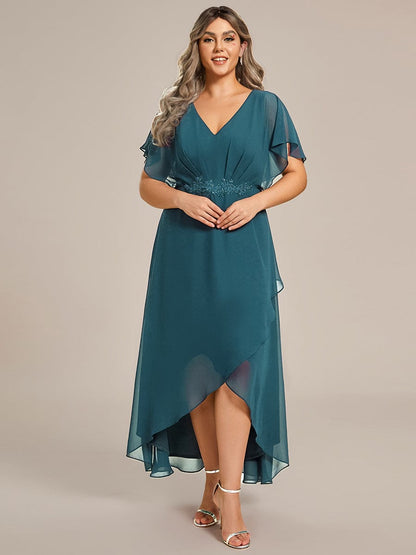 ever LILAS|Elegant A-line Waist Applique Ruffled Mother of the Bride Dress