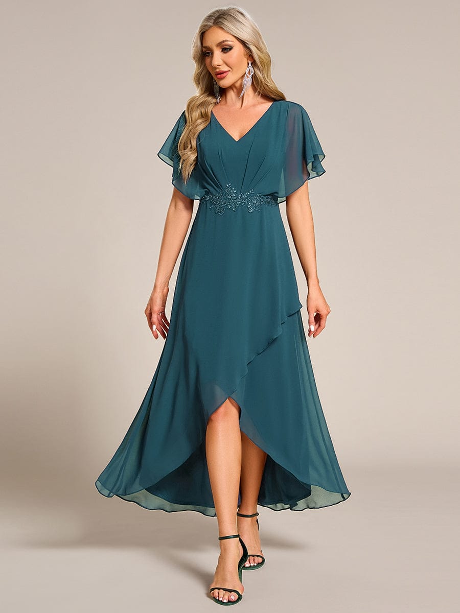 ever LILAS|Elegant A-line Waist Applique Ruffled Mother of the Bride Dress