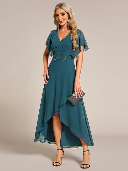 ever LILAS|Elegant A-line Waist Applique Ruffled Mother of the Bride Dress