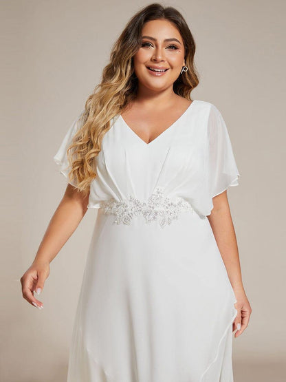 ever LILAS|Elegant A-line Waist Applique Ruffled Mother of the Bride Dress