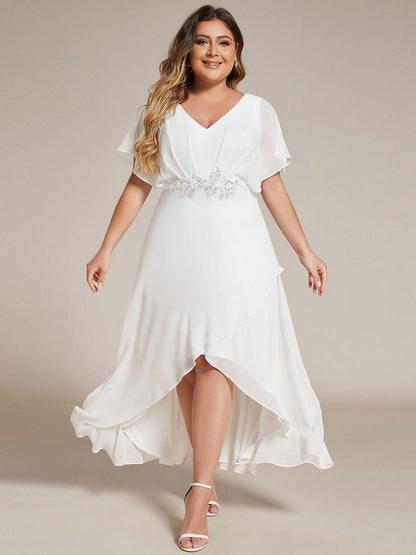 ever LILAS|Elegant A-line Waist Applique Ruffled Mother of the Bride Dress
