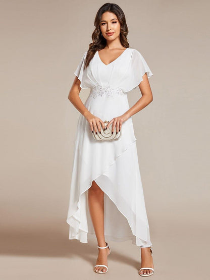 ever LILAS|Elegant A-line Waist Applique Ruffled Mother of the Bride Dress