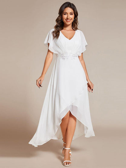ever LILAS|Elegant A-line Waist Applique Ruffled Mother of the Bride Dress