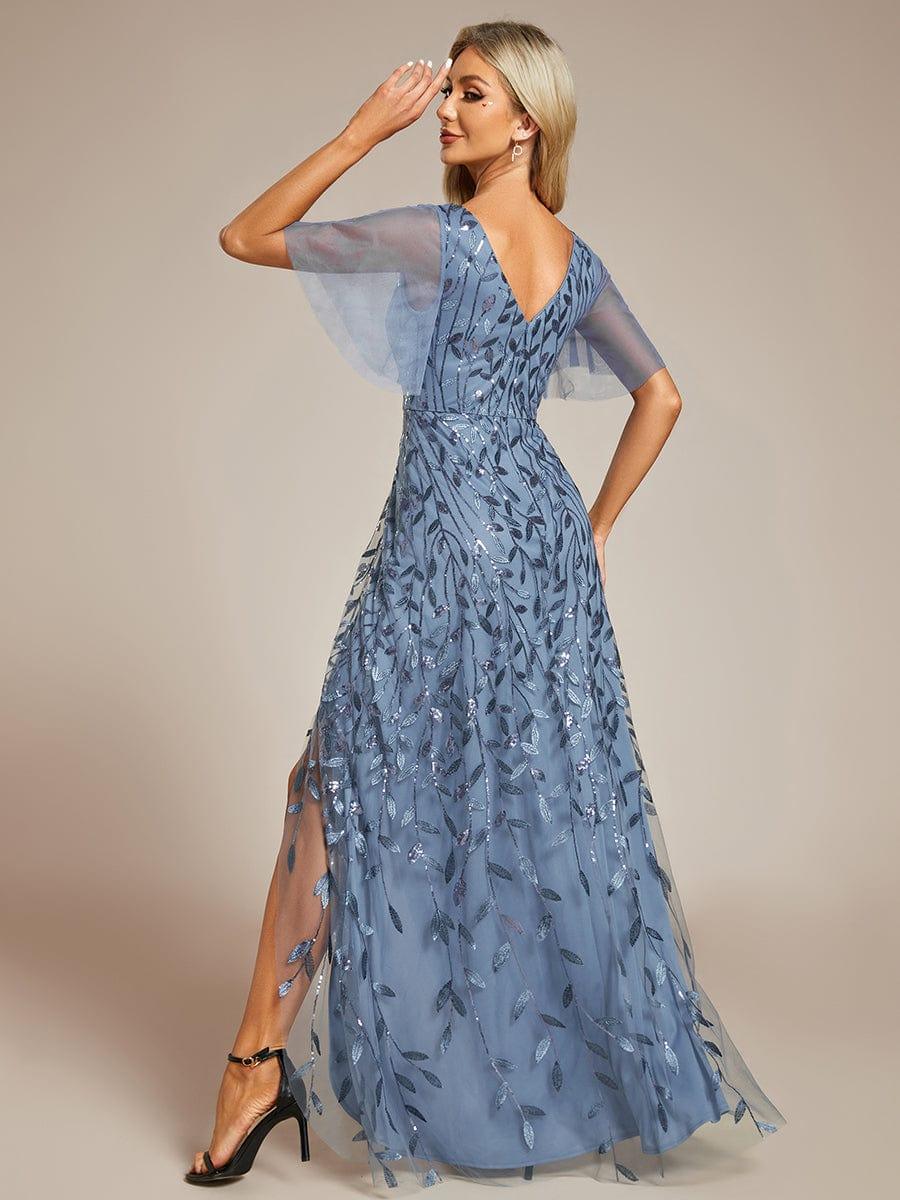 ever ALIX|Short Sleeves Sequin High Low V-Neck Midi Mother of the Bride Dress
