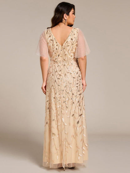 ever ALIX|Short Sleeves Sequin High Low V-Neck Midi Mother of the Bride Dress