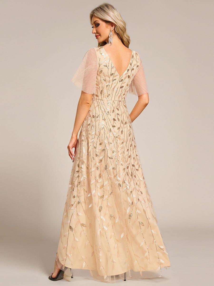 ever ALIX|Short Sleeves Sequin High Low V-Neck Midi Mother of the Bride Dress