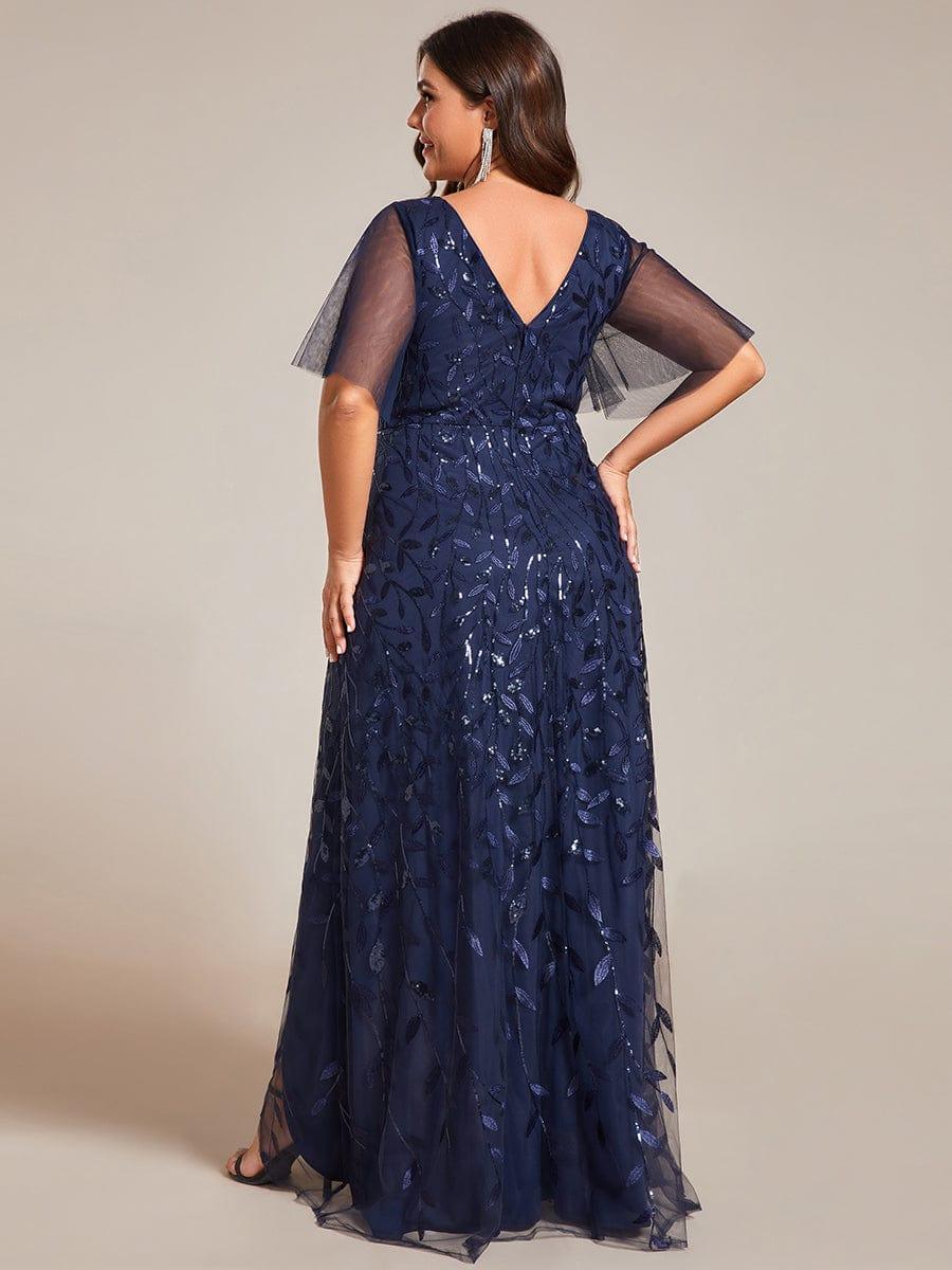 ever ALIX|Short Sleeves Sequin High Low V-Neck Midi Mother of the Bride Dress