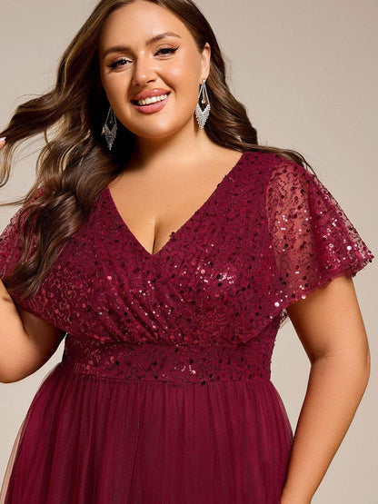 ever NAVEYA|Sparkly Sequin A-Line V-Neck Tulle Formal Evening Dress