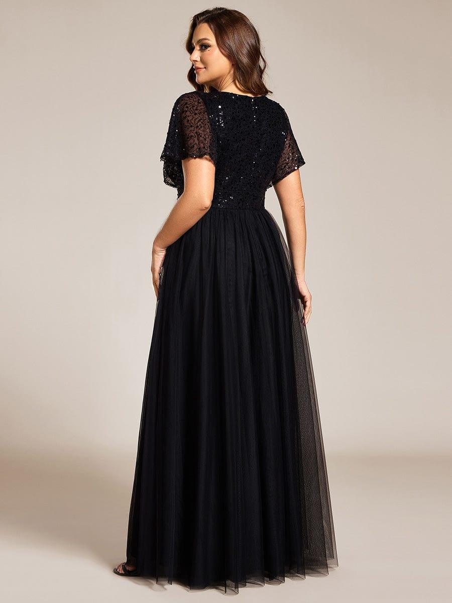 ever NAVEYA|Sparkly Sequin A-Line V-Neck Tulle Formal Evening Dress