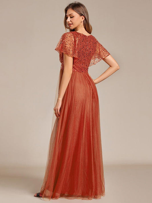 ever NAVEYA|Sparkly Sequin A-Line V-Neck Tulle Formal Evening Dress