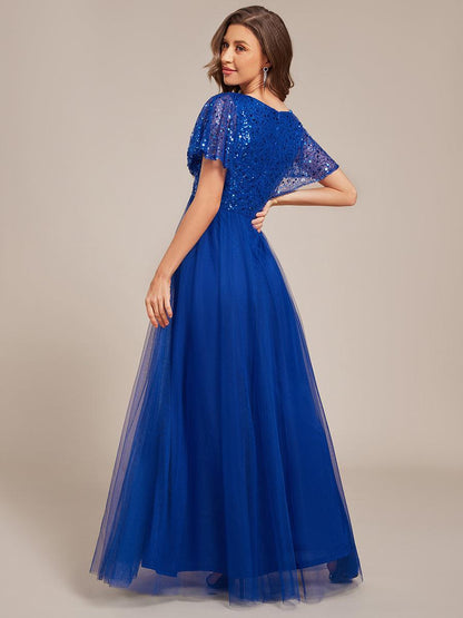 ever NAVEYA|Sparkly Sequin A-Line V-Neck Tulle Formal Evening Dress