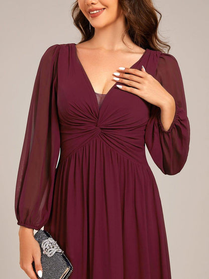 ever TRU|Graceful Chiffon A-Line Pleated Long Sleeves Formal Evening Dress
