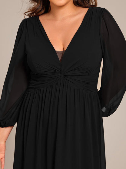 ever TRU|Graceful Chiffon A-Line Pleated Long Sleeves Formal Evening Dress