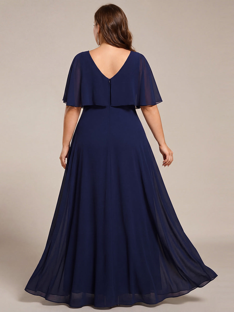 pretty MAXINE|Plus Size Chiffon Formal Maxi Dress with Batwing Sleeves