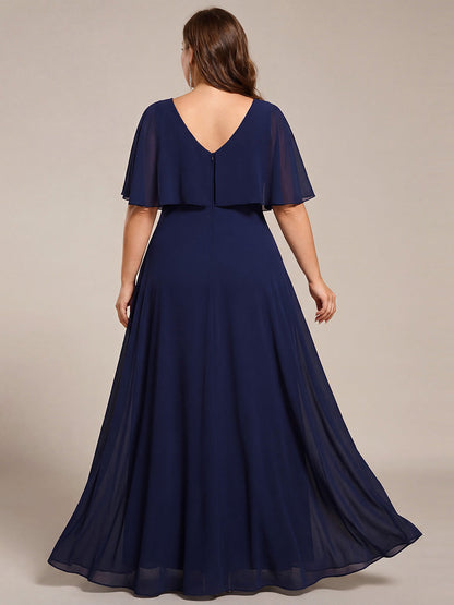 pretty MAXINE|Plus Size Chiffon Formal Maxi Dress with Batwing Sleeves