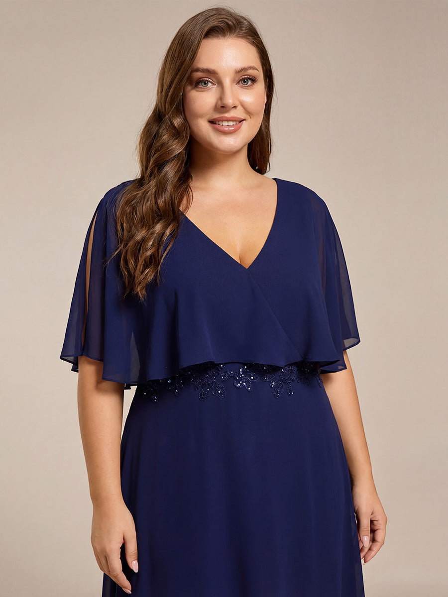 pretty MAXINE|Plus Size Chiffon Formal Maxi Dress with Batwing Sleeves
