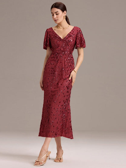 ever PALMER|Embroidery Sequin Mother of the Bride Dress