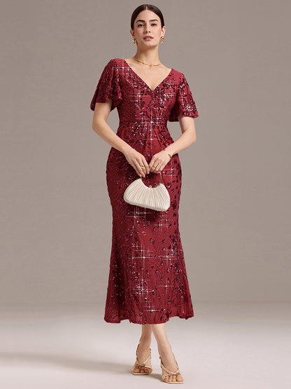 ever PALMER|Sequin Embroidery Mermaid Formal Dress