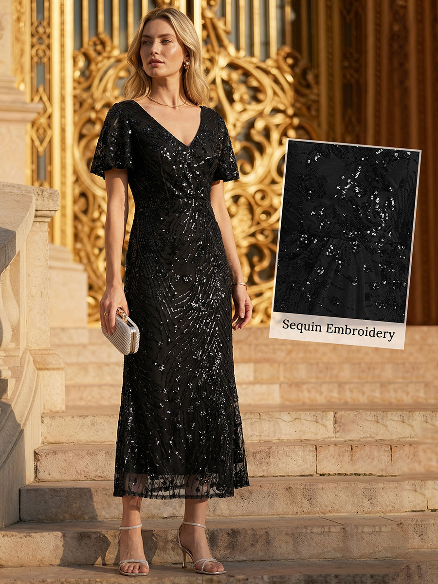 ever PALMER|Sequin Embroidery Mermaid Formal Dress