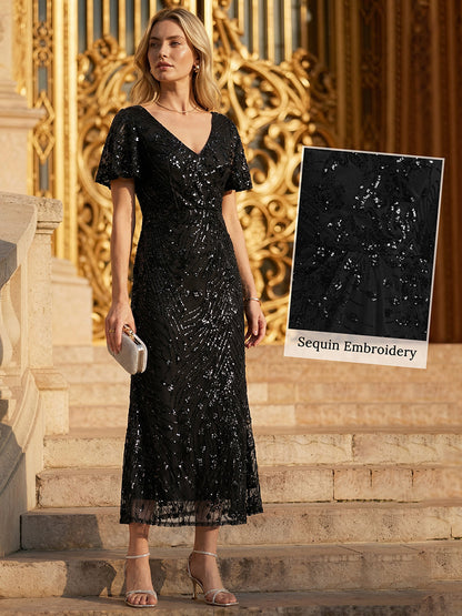 ever PALMER|Sequin Embroidery Mermaid Formal Dress