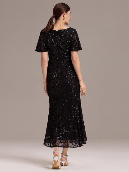 ever PALMER|Sequin Embroidery Mermaid Formal Dress