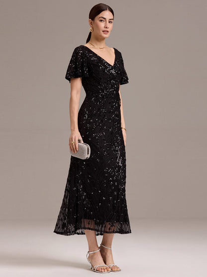 ever PALMER|Embroidery Sequin Mother of the Bride Dress