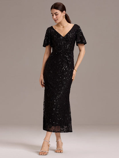 ever PALMER|Sequin Embroidery Mermaid Formal Dress