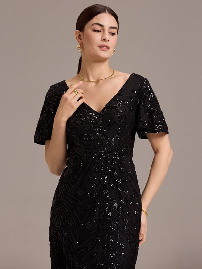 ever PALMER|Sequin Embroidery Mermaid Formal Dress