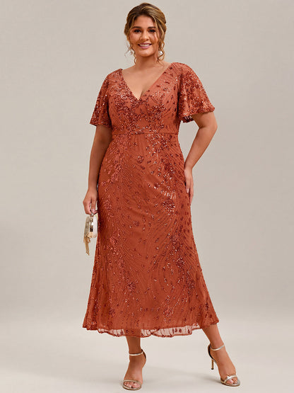 pretty PALMER|Plus Size Sequin Mermaid Formal Dress