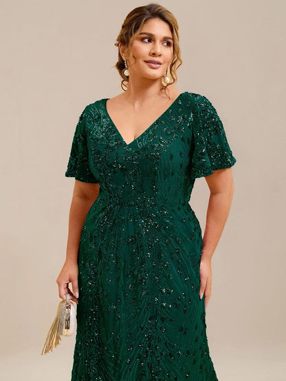 ever PALMER|Embroidery Sequin Mother of the Bride Dress