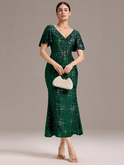 ever PALMER|Sequin Embroidery Mermaid Formal Dress